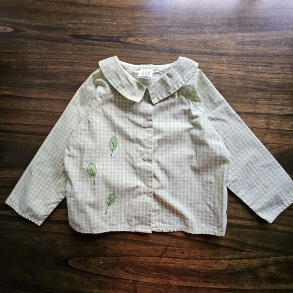 Baby Gap Y2K Outfit Set – Striped Hoodie Dress & Green Blouse – Size 12–18M - Picture 6 of 8